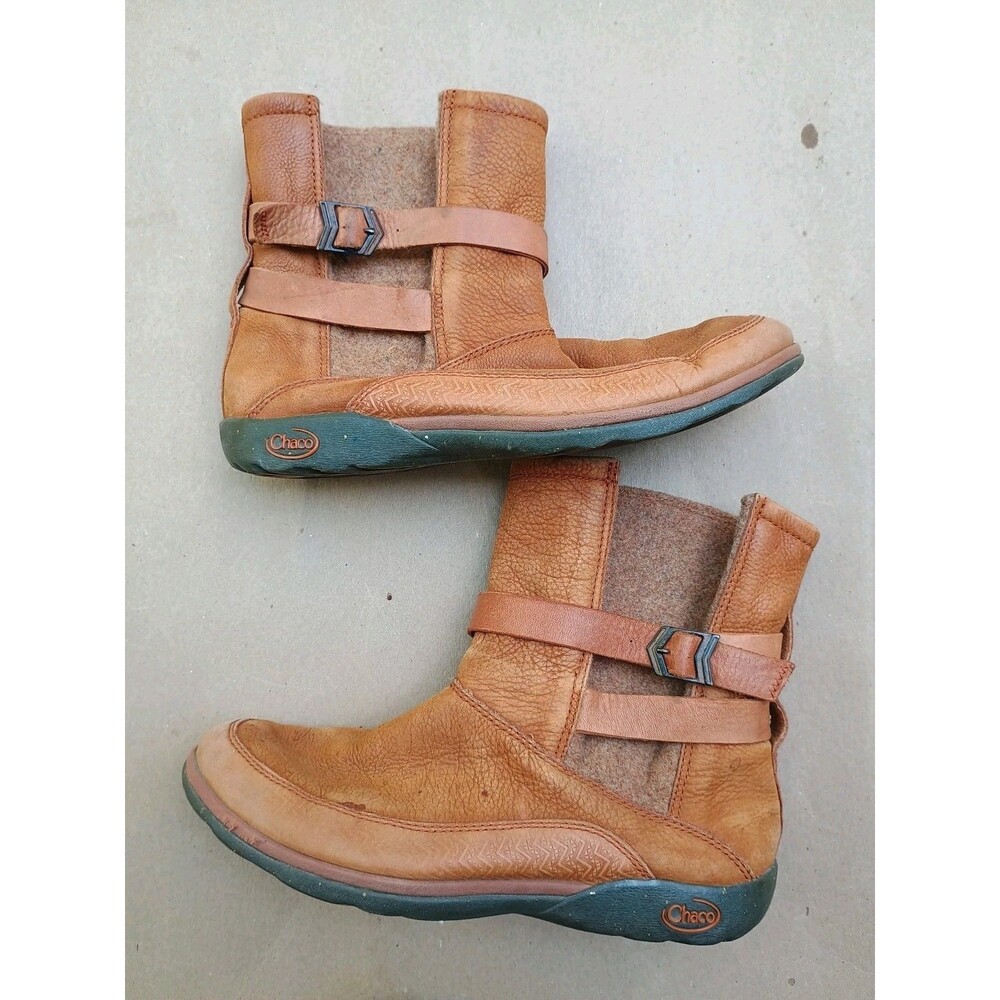Chaco Hopi Boots Women’s Brown Size 10 Rust Tan Brown Leather Wool Lined